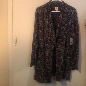 Zozo Black and White Drape Front Jacket Flattering slanted double waist zippers